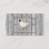 Silver Chicken Wood Rustic Organic Egg Farming Visitekaartje (Voorkant)