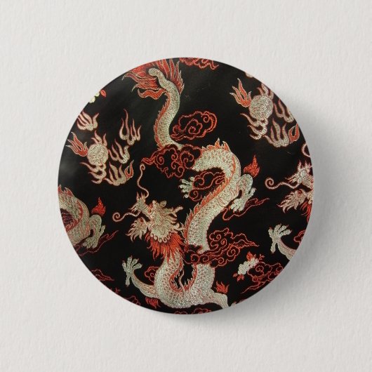 Silver Chinese Dragon Ronde Button 5,7 Cm (Voorkant)