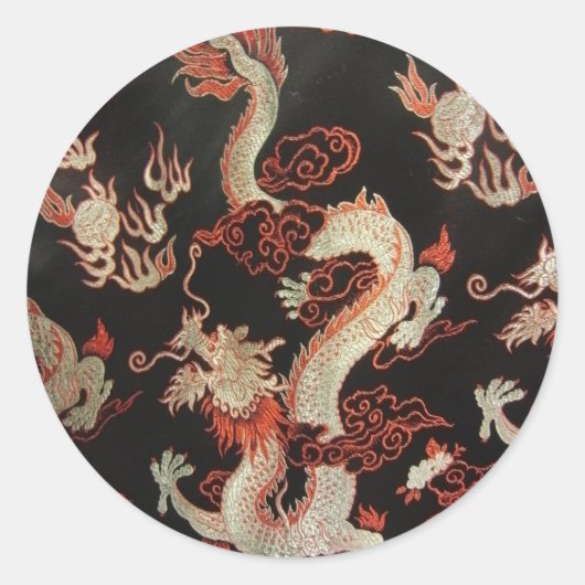 Silver Chinese Dragon Ronde Sticker (Voorkant)
