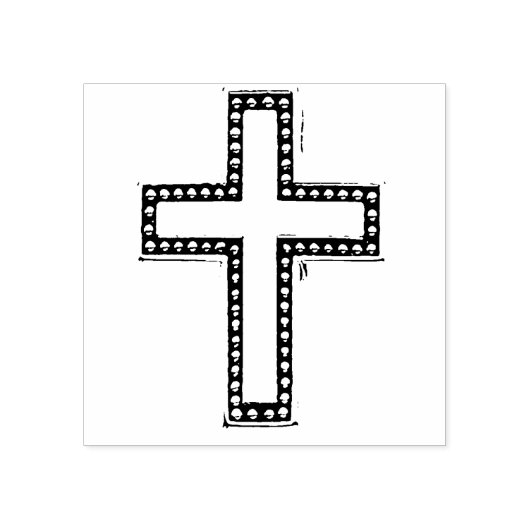 Silver Christelijk Cross Rubberstempel (Afrduk)
