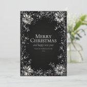 Silver Christmas Flower Wenskaart Kaart (Staand voorkant)