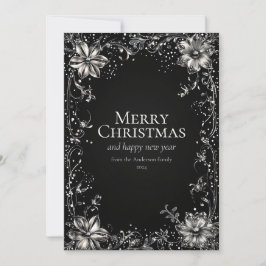 Silver Christmas Flower Wenskaart Kaart