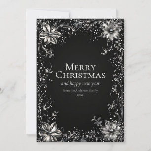 Silver Christmas Flower Wenskaart Kaart