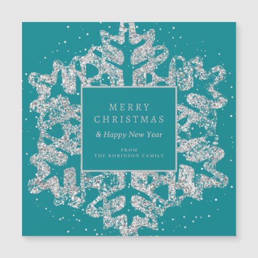 Silver Christmas Glitter Snowflake Corporate Blauw (Voorkant)