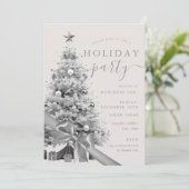 Silver Christmas Tree Bow Corporate Holiday Party Kaart (Staand voorkant)
