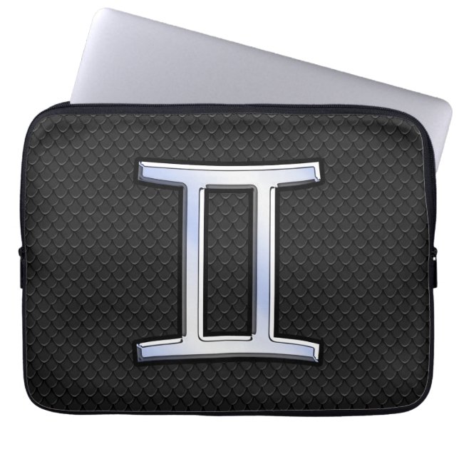 Silver Chrome als Gemini Zodiac Sign Laptop Sleeve (Voorkant)