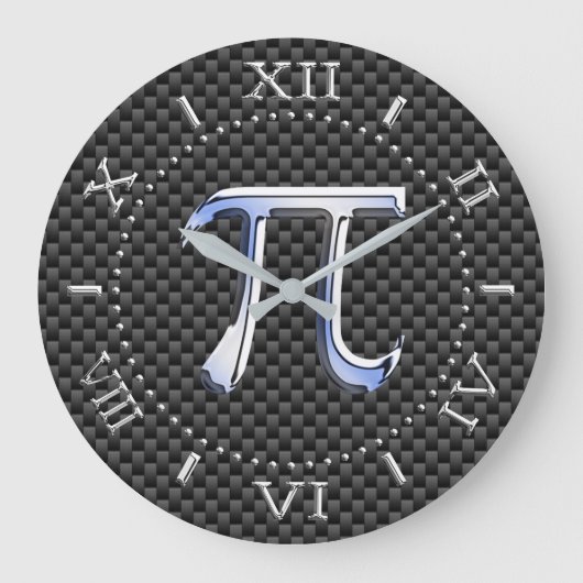 Silver Chrome als Pi-symbool op de koolstofplaat o Grote Klok (Voorkant)
