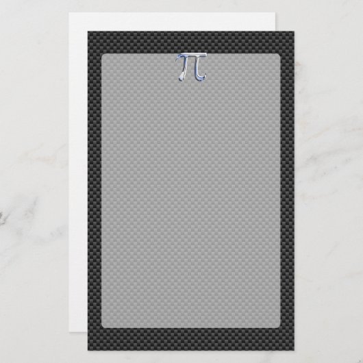 Silver Chrome als PI-symbool op koolstofvezel afdr Briefpapier (Voorkant / Achterkant)