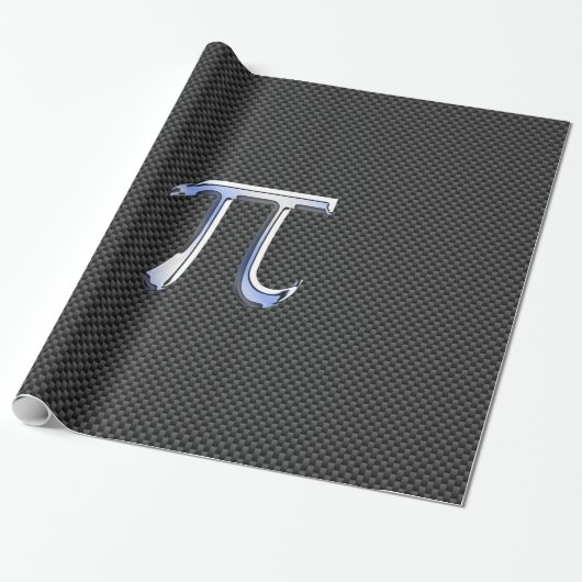 Silver Chrome als PI-symbool op koolstofvezel Cadeaupapier (Uitgerold)