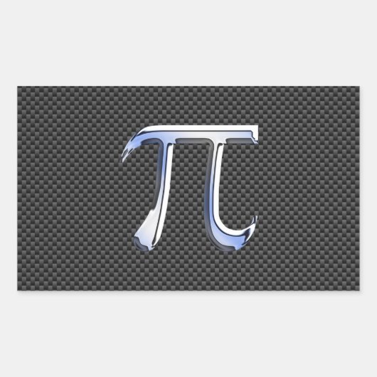 Silver Chrome als PI-symbool op koolstofvezel Rechthoekige Sticker (Voorkant)