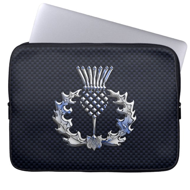 Silver Chrome als Scottish Thistle Laptop Sleeve (Voorkant)