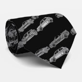 Silver Chrome-auto's zwarte achtergrond Stropdas (Opgerold)