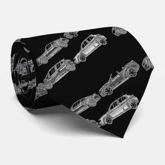 Silver Chrome-auto's zwarte achtergrond Stropdas (Opgerold)