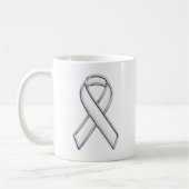 Silver Chrome Belted White Ribbon Awareness Koffiemok (Links)
