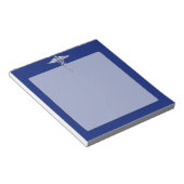 Silver Chrome Caduceus Medical Symbool op Navy Blu Notitieblok (Schuin)