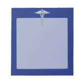 Silver Chrome Caduceus Medical Symbool op Navy Blu Notitieblok (Voorkant)