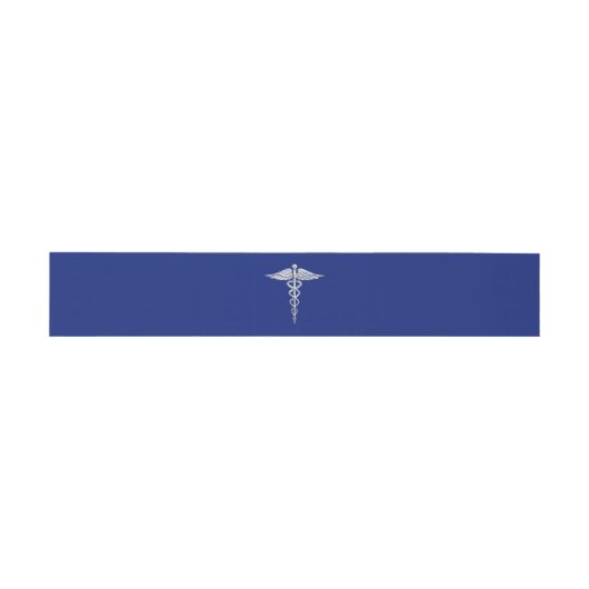 Silver Chrome Caduceus Medical Symbool op Navy Blu Uitnodigingen Wikkel (Vlak)