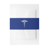 Silver Chrome Caduceus Medical Symbool op Navy Blu Uitnodigingen Wikkel (Voorkant Voorbeeld)
