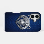 Silver Chrome Geometric Bear Blue Python iPhone 16 Hoesje (Achterkant horizontaal)