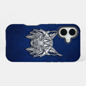 Silver Chrome Geometric Lynx Blue Python iPhone 16 Hoesje (Achterkant horizontaal)