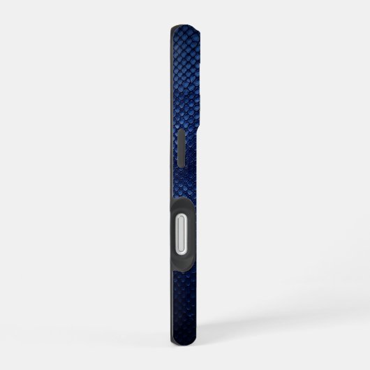 Silver Chrome Geometric Shark Blue Python iPhone 16 Hoesje (Rechterkant)