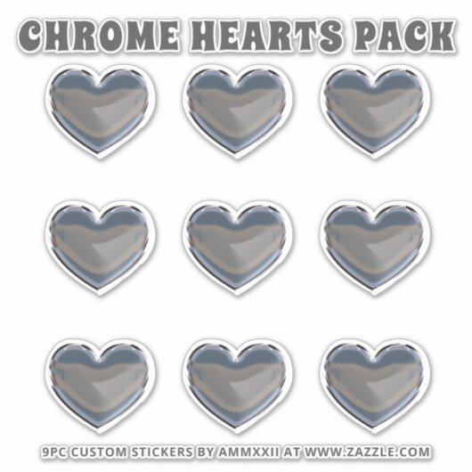 Silver Chrome Hearts Sticker Pack (Voorkant)
