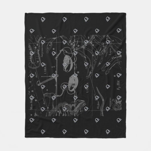 Silver Chrome Libra Zodiac Sign on Hevelius Fleece Deken (Voorkant)