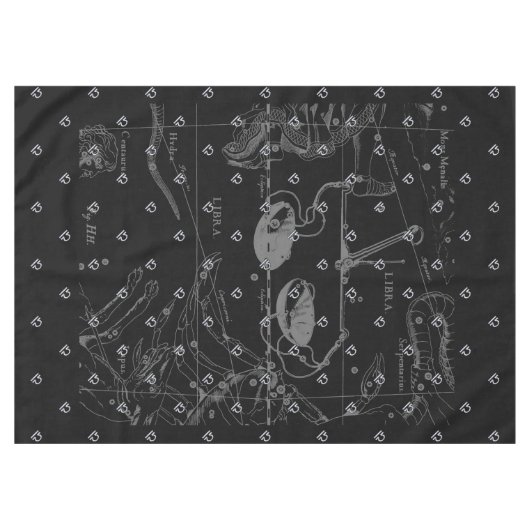 Silver Chrome Libra Zodiac Sign on Hevelius Tafelkleed (Voorkant (Horizontaal))