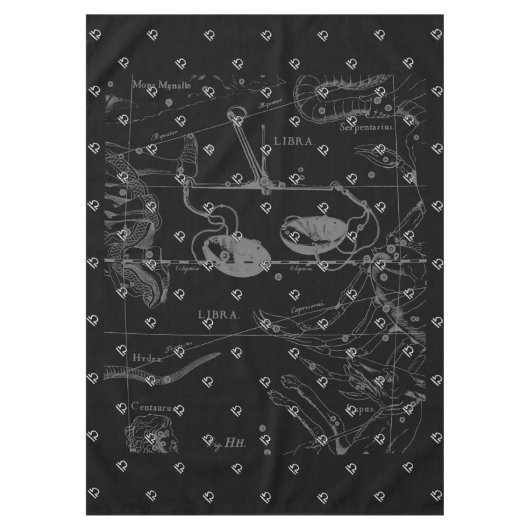 Silver Chrome Libra Zodiac Sign on Hevelius Tafelkleed (Voorkant)