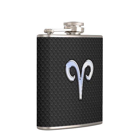 Silver Chrome like Aries Zodiac Sign Heupfles (Rechts)