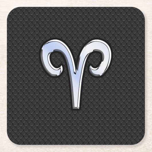 Silver Chrome like Aries Zodiac Sign Kartonnen Onderzetters (Voorkant)