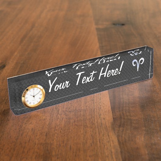 Silver Chrome like Aries Zodiac Sign Naambordje (Zijkant)