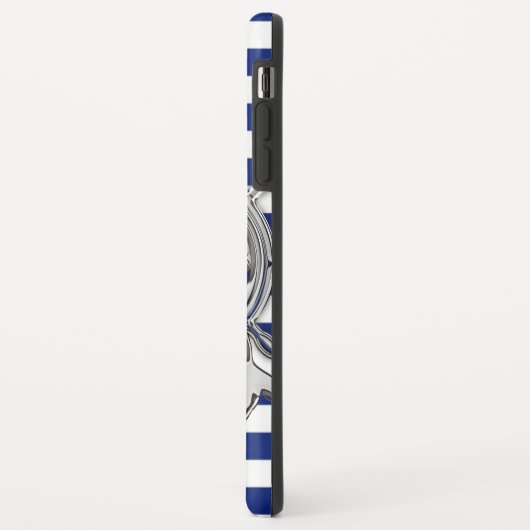 Silver Chrome like Mermaid on Nautical Stripes Case-Mate iPhone Case (Achterkant/links)