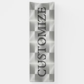 Silver Chrome Metal Geometric Modern Party Banner (Verticaal)