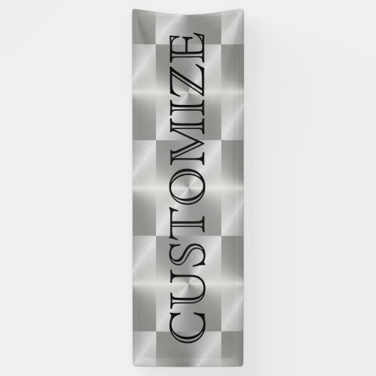 Silver Chrome Metal Geometric Modern Party Banner (Verticaal)