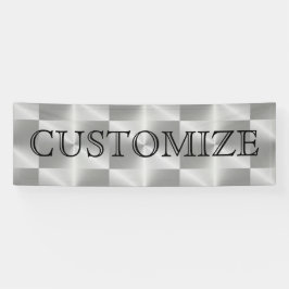 Silver Chrome Metal Geometric Modern Party Banner