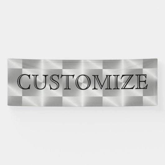 Silver Chrome Metal Geometric Modern Party Banner (Horizontaal)