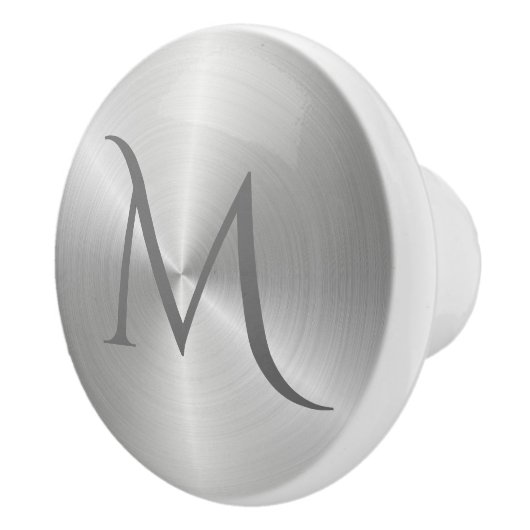 Silver Chrome Metal Monogram Drawer Pull Knob Keramische Knop (Rechts)