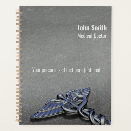 Silver Chrome Professional Medical Caduceus Symboo Planner (Voorkant)