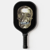 Silver Chrome Skull Pickleball Paddle (Voorkant)