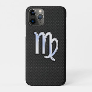 Silver Chrome Virgo Zodiab Sign on slangenhuid Case-Mate iPhone Case