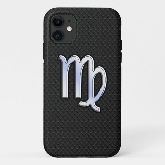 Silver Chrome Virgo Zodiab Sign on slangenhuid Case-Mate iPhone Case (Achterkant)