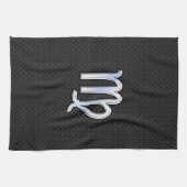 Silver Chrome Virgo Zodiab Sign on slangenhuid Theedoek (Horizontaal)