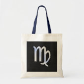 Silver Chrome Virgo Zodiab Sign on slangenhuid Tote Bag (Voorkant)