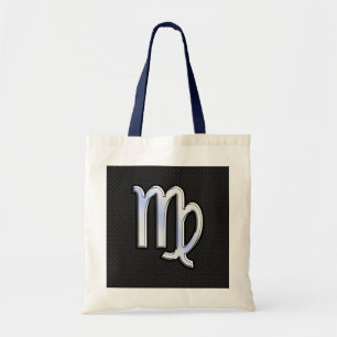 Silver Chrome Virgo Zodiab Sign on slangenhuid Tote Bag