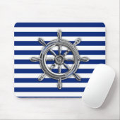 Silver Chrome Wheel op Nautical Stripes Muismat (Met muis)