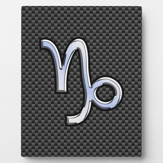 Silver Chrome zoals Capricorn Symbol Carbon Fibre Fotoplaat (Voorkant)