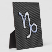 Silver Chrome zoals Capricorn Symbol Carbon Fibre Fotoplaat (Zijkant)