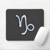 Silver Chrome zoals Capricorn Symbol Carbon Fibre Muismat (Met muis)