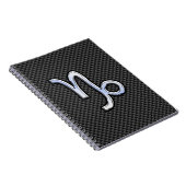 Silver Chrome zoals Capricorn Symbol Carbon Fibre Notitieboek (Rechterzijde)
